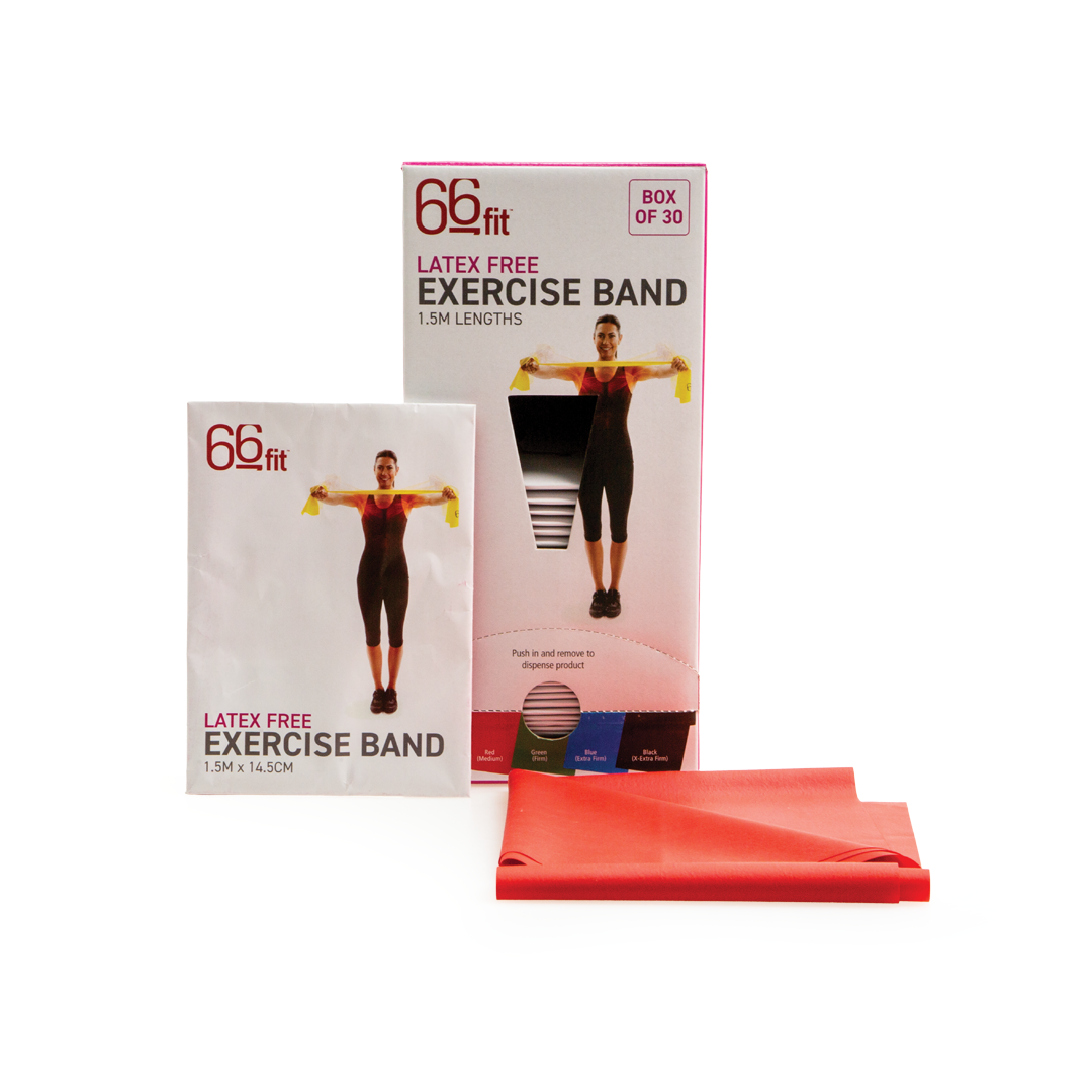 66BANDLF 66fit Band Latex Free 30 Box 1.5m Product And Packaging