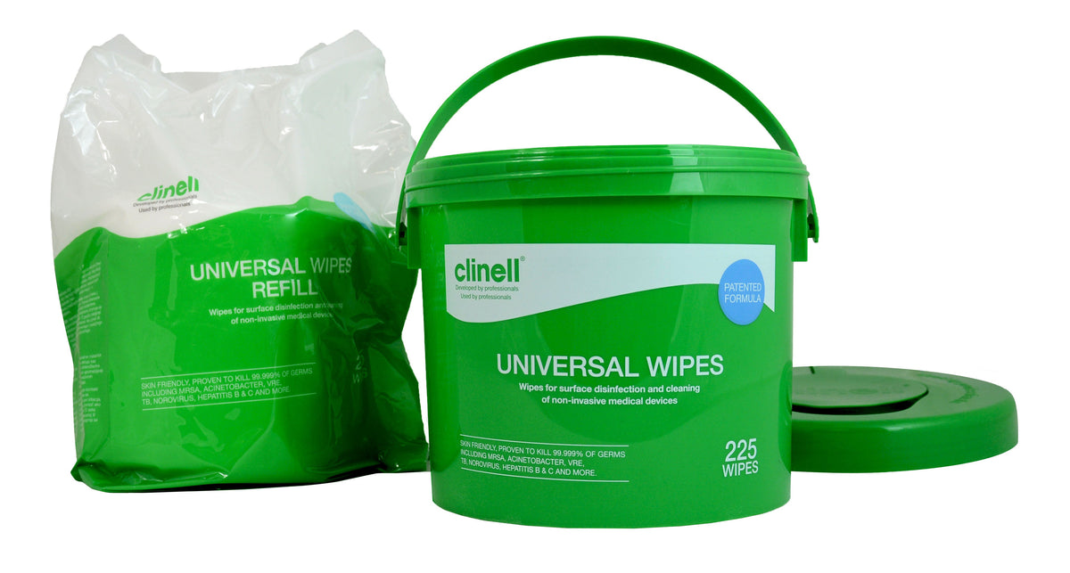 Clinell Universal Sanitising Wipes - 225 Wipes Bucket