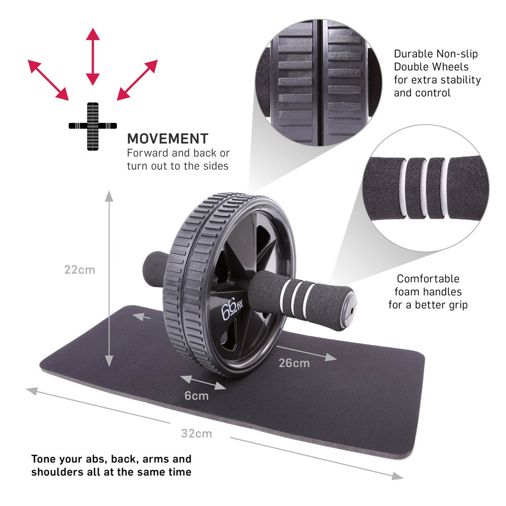 Abdo Ruller Frame Measurements 66fit Abdominal Roller Wheel With Kneel Pad - Phoenix Physio Supplies