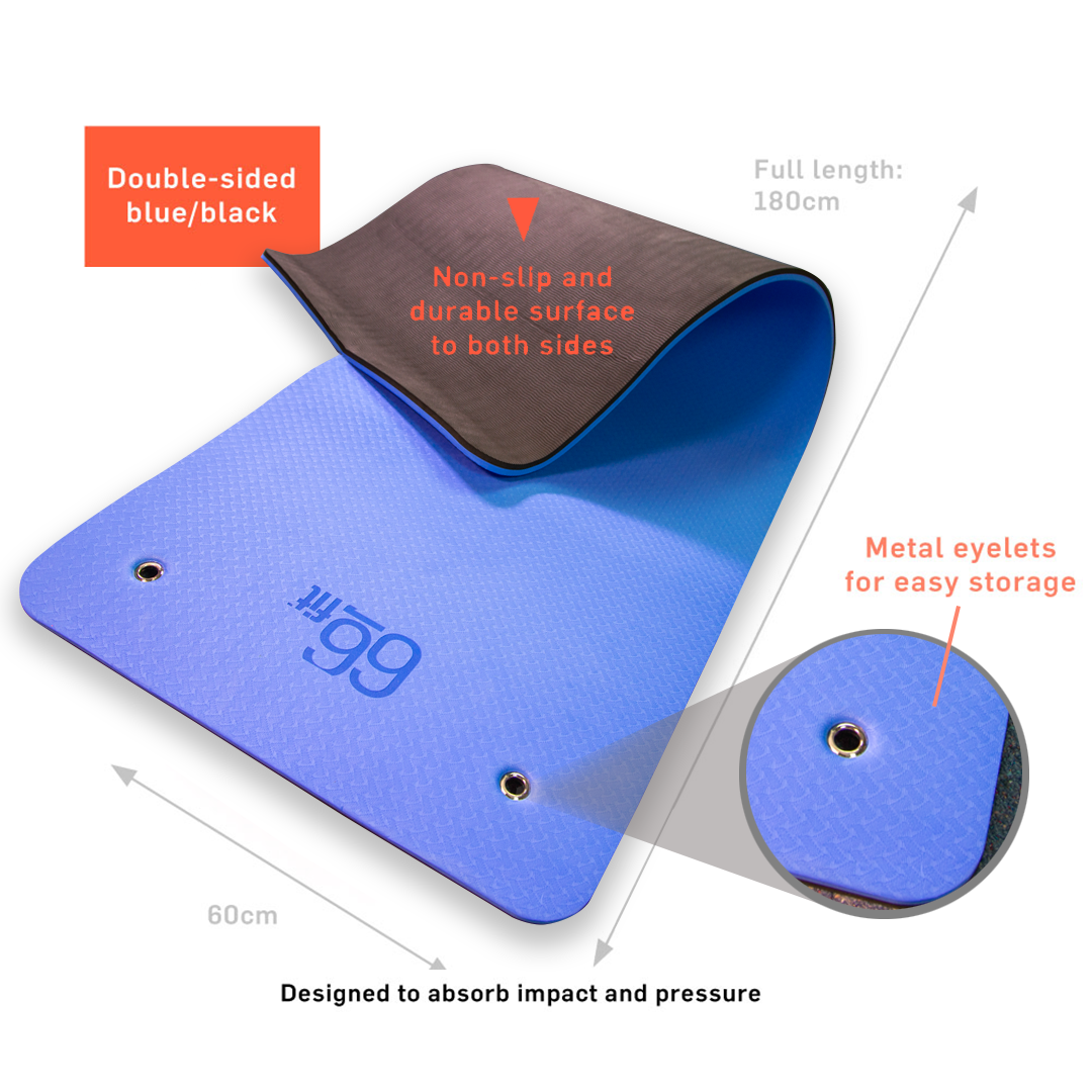 66fit Professional Exercise Mat - 17mm x 60cm x 180cm - Blue - Phoenix ...